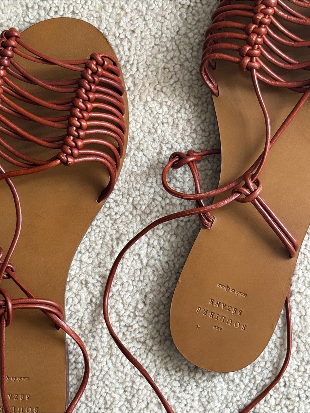 Sezane Braided Lace-Up Sandals - Rust - Picture 2 of 5